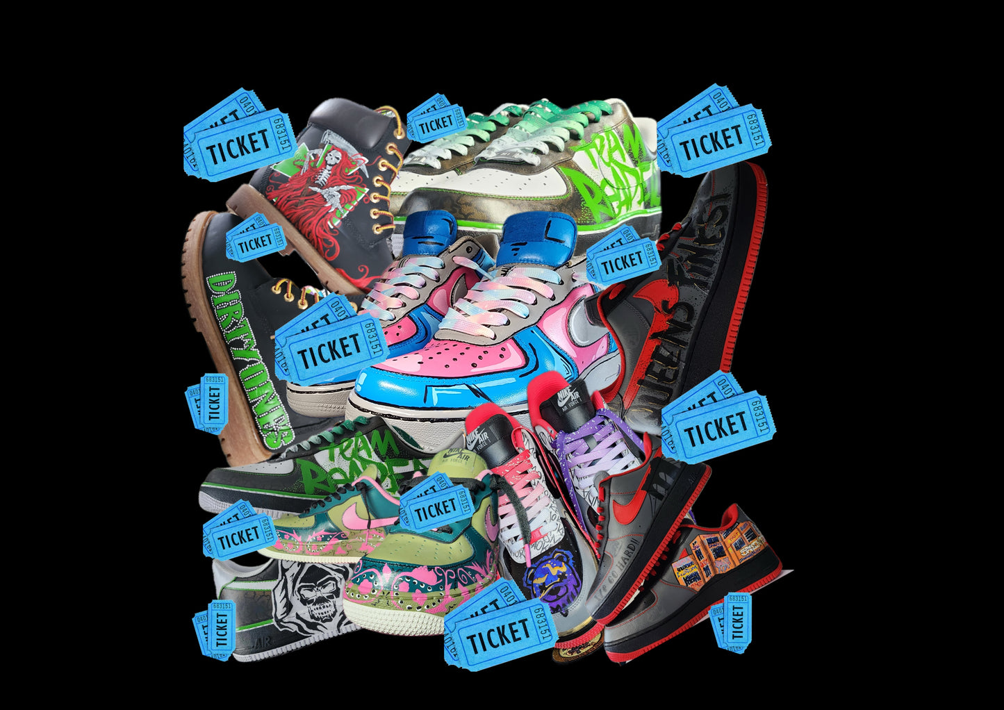 Custom sneaker raffle tickets